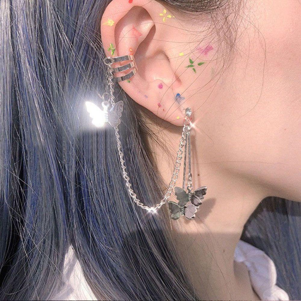 Bông Tai Dạng Kẹp Bằng Kim Loại Phong Cách Punk Cá Tính Dành Cho Nữ|Khuyên Tai Dạng Hạt Nhiều Màu Sắc Phong Cách Gothic