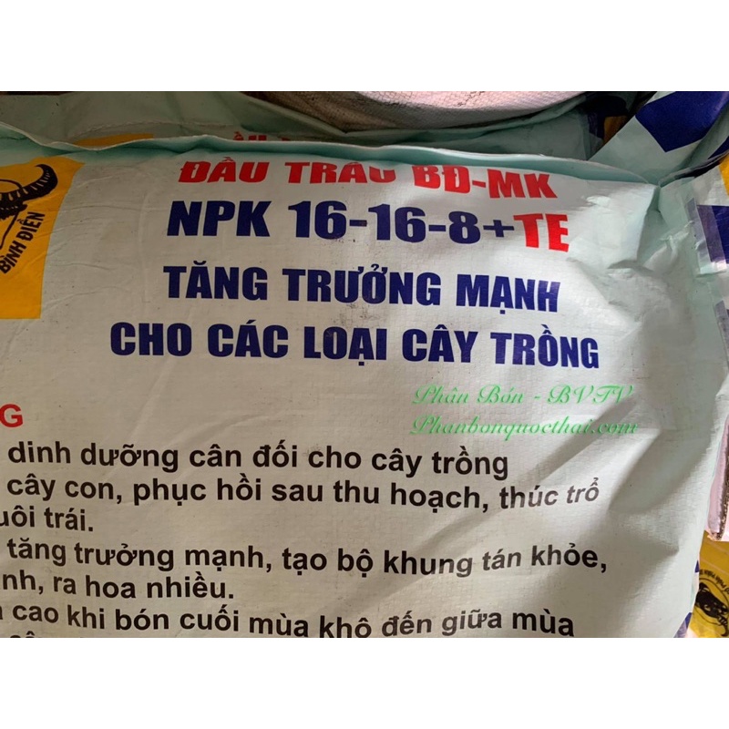 NPK Tan Chậm Đầu Trâu 16 16 8 +TE thế hệ mới,bao chiết 1 ký