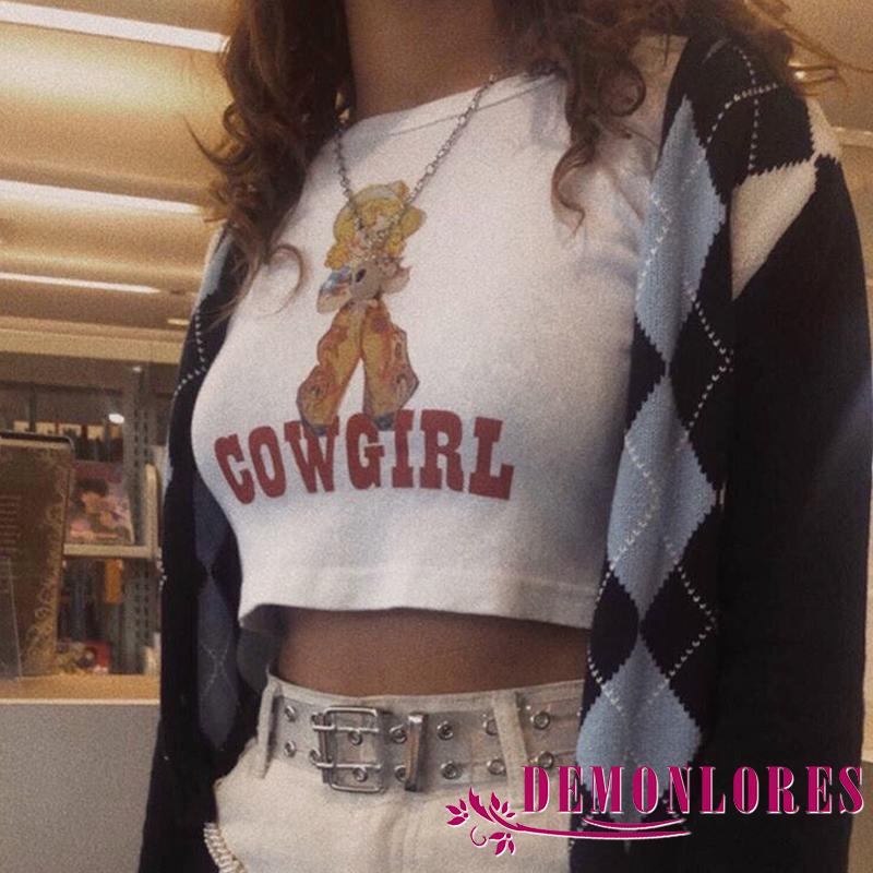 Áo thun ngắn tay cổ tròn dáng ôm in họa tiết chữ thời trang hè thu gợi cảm dành cho nữ