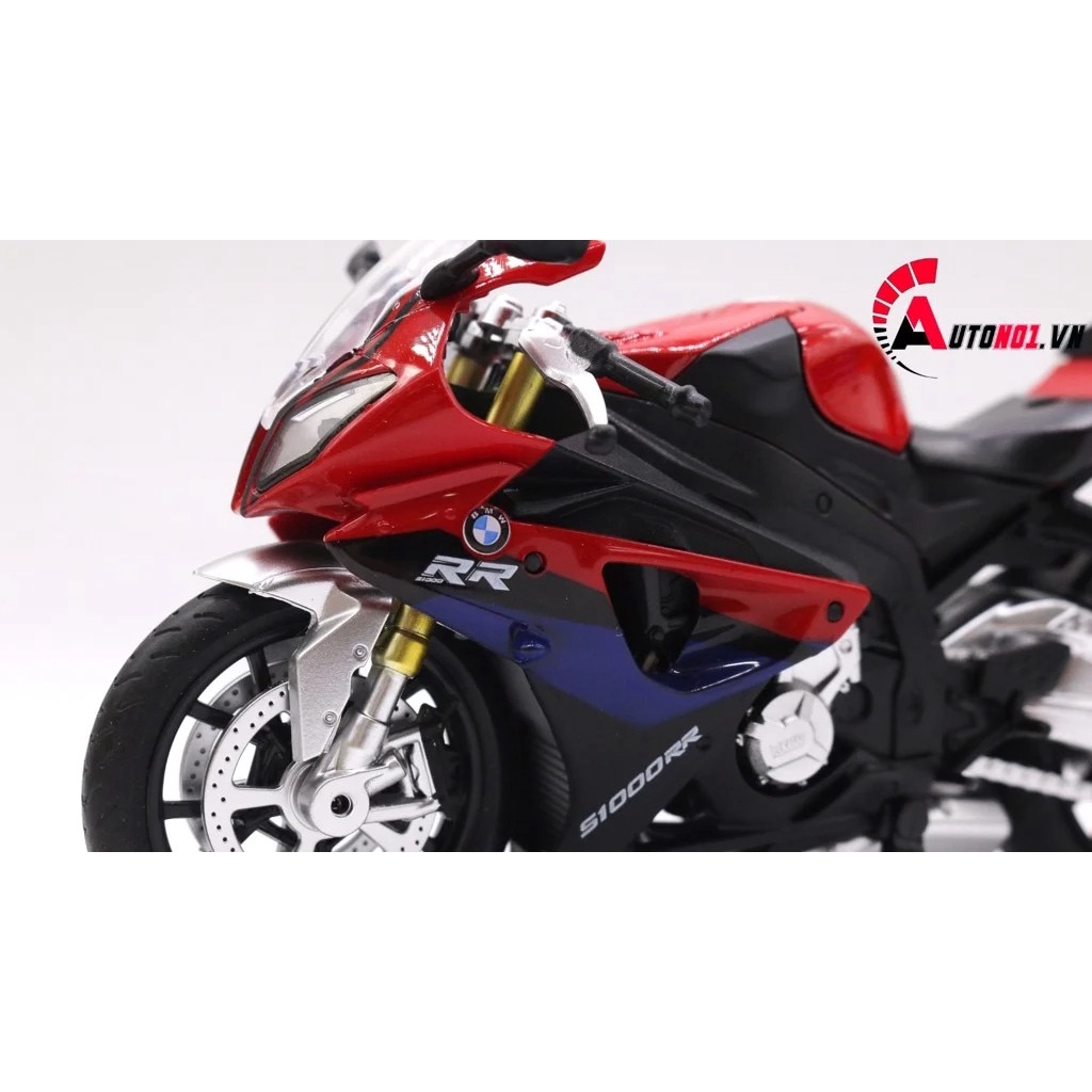 MÔ HÌNH BMW S1000RR ĐỎ ĐEN CÓ MŨ BẢO HIỂM 1:12 CAIPO 4851