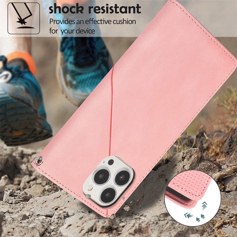 Ốp Điện Thoại Bằng Da PU Có Ngăn Đựng Thẻ Khóa Nam Châm Cho iPhone 12 13 Mini Pro Max