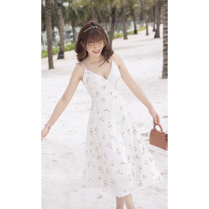 Váy hoa nhí vintage dáng dài 2 dây, maxi đi biển, đi dạo, hàng thiết kế cao cấp ( 2 lớp có lót ) | BigBuy360 - bigbuy360.vn