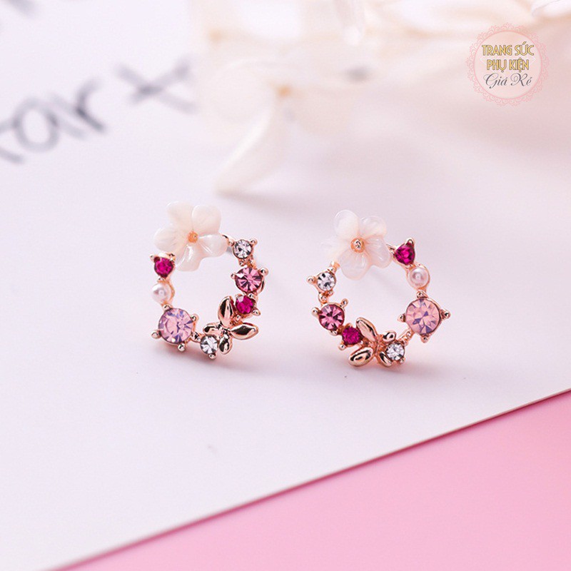 Bông tai thời trang Hàn vòng tròn hoa cực dễ thương HT178