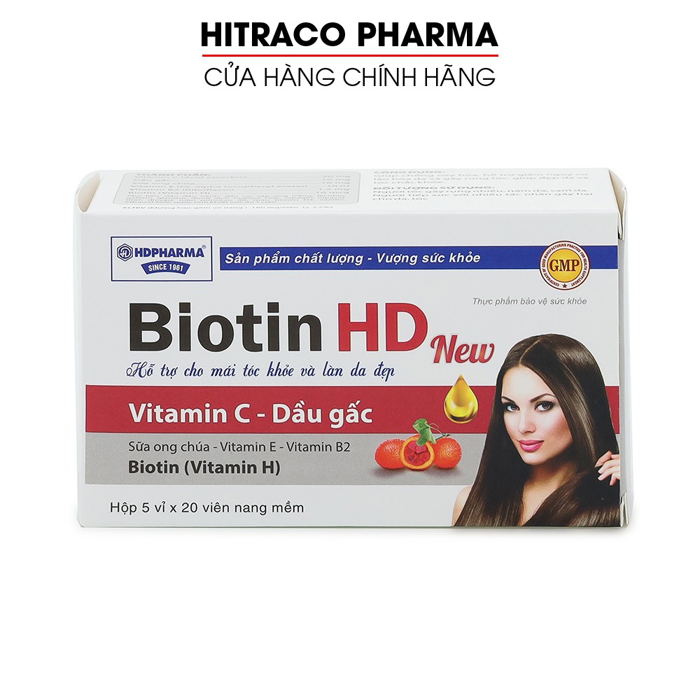 Viên uống Biotin HD New cho mái tóc khỏe và làn da sáng - Hộp 100 viên [Biotin HD New]