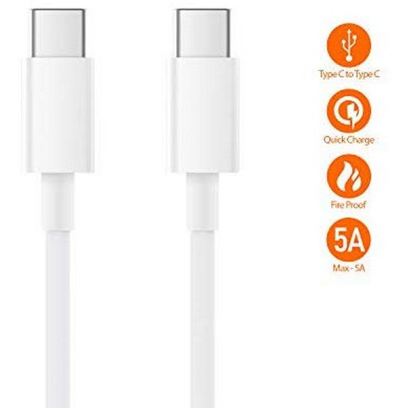 [Dây cáp sạc] Xiaomi Mi USB Type-C to Type-C Cable 150cm (Trắng)- Hàng chính hãng- BH 6 tháng