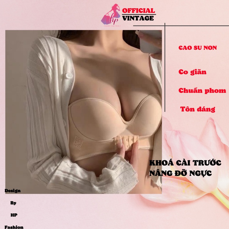 Áo ngực nữ chống tụt cúp ngực cài trước không dây mặc váy áo hở vai xinh- Bi19