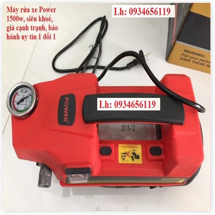 MÁY RỬA XE MINI áp lực cao POWER công suất 1500w, áp lực phun 80Bar, đông cơ cảm ứng từ, công nghệ Nhật Bản