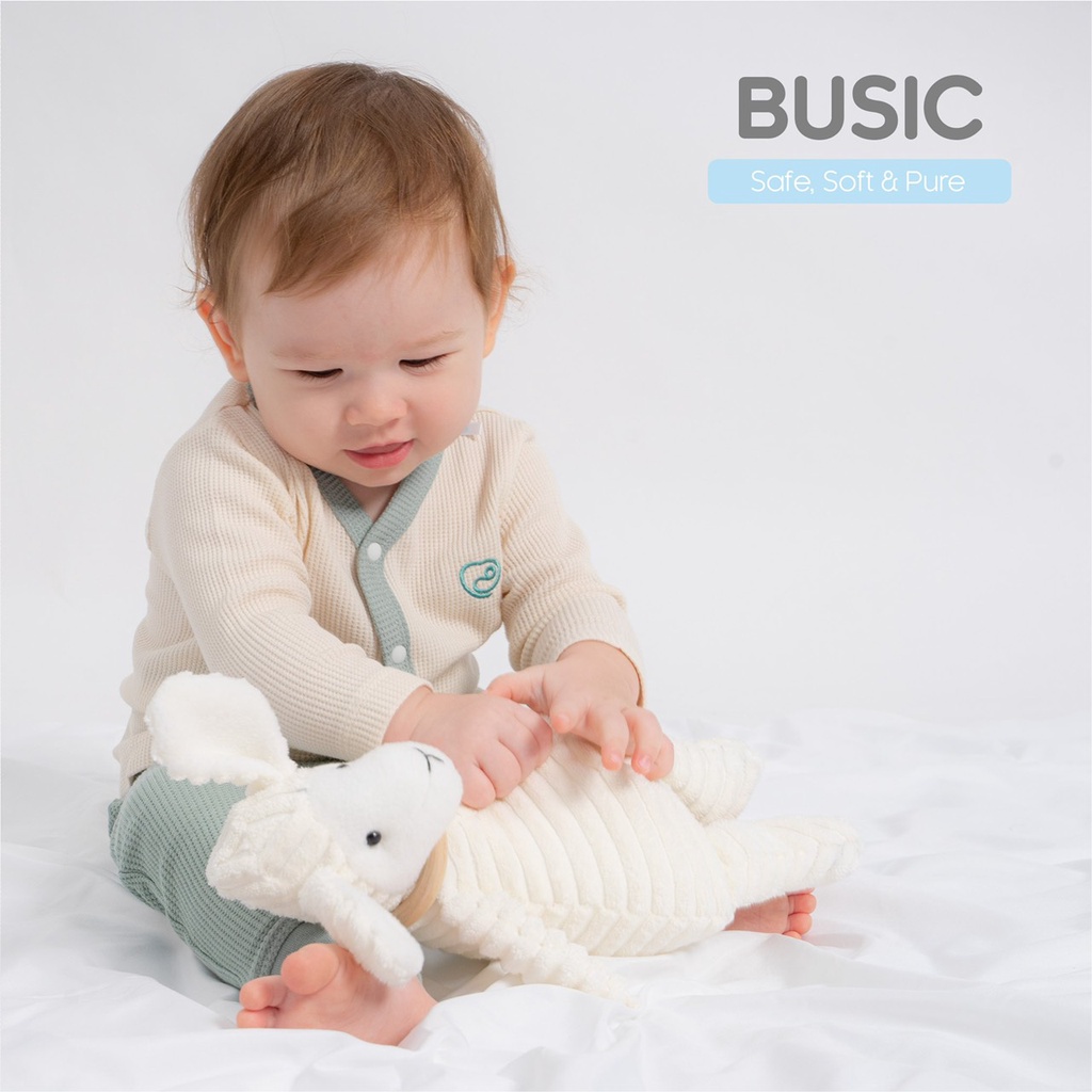 [CHÍNH HÃNG] Bộ quần áo dài tay cài giữa chất liệu bamboo cotton Waffle trẻ em Bu