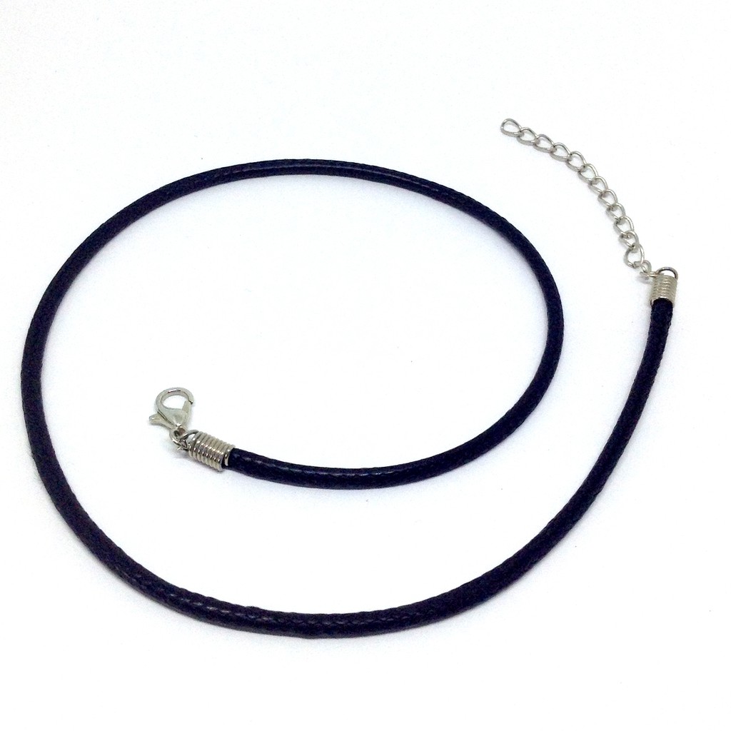 Vòng cổ dây da đen 2.5mm/3mm/4mm 40cm - Dây chuyền trơn dành cho nam nữ handmade
