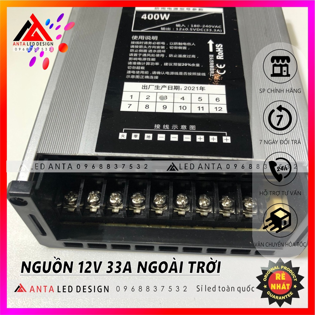 Nguồn LED 12v 33A dùng cho ngoài trời