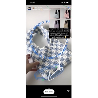 [ẢNH THẬT] CHECKERED HANDBAG. TÚI LEN MÓC XÁCH TAY SIZE S