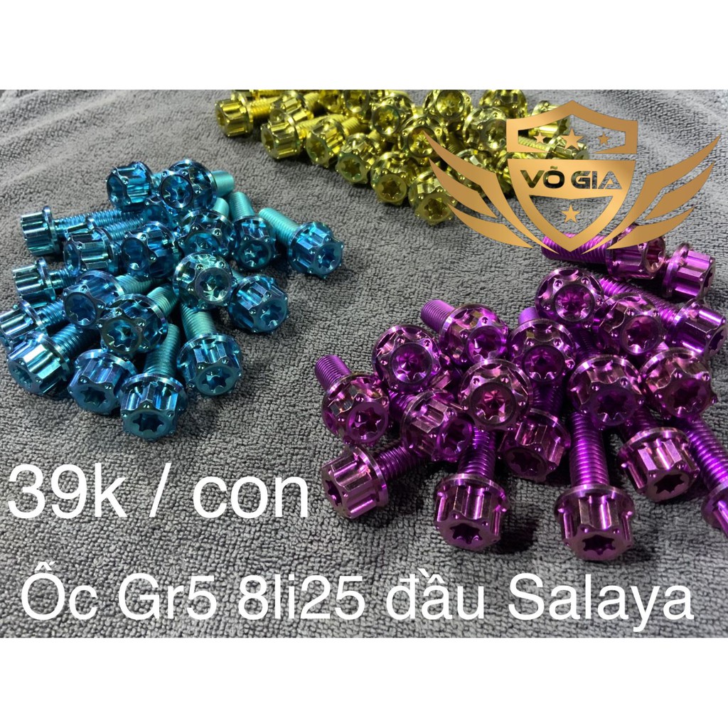 Ốc Titan GR5 8li25 đầu salaya bắt pass heo, bắt gác chân xe dòng xe máy