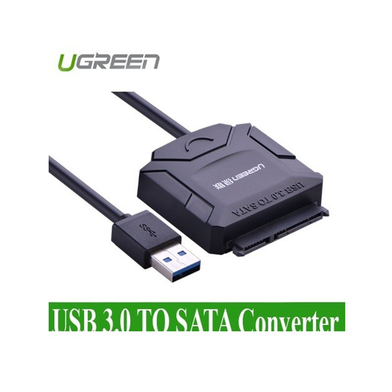 Cáp USB 3.0 to SATA Ugreen 20231 Chính Hãng(HDD,SSD 2.5-3.5 16TB+Adapeter 12V)