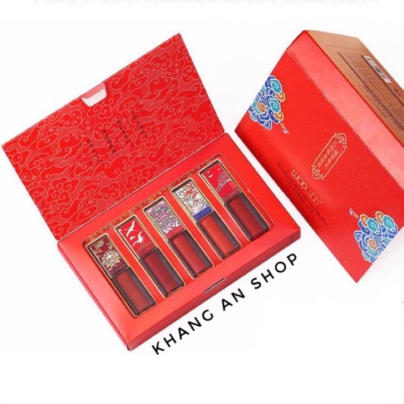 Set 5 thỏi son kem Hoàng Cung WODWOD - nội địa Trung