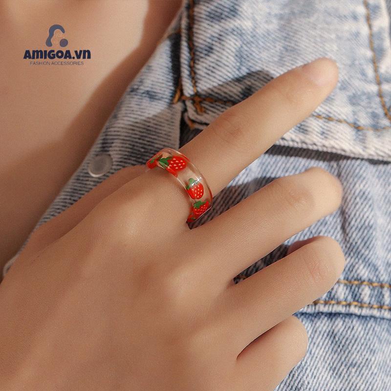 ✨✨Nhẫn Nhựa 100% Chính Hãng Họa Tiết Trái Cây Thời Trang Xinh Xắn Cho Nữ