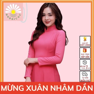 Áo dài truyền thống, màu hồng sen, lụa chiffon cao cấp, không nhăn, không xù - T07