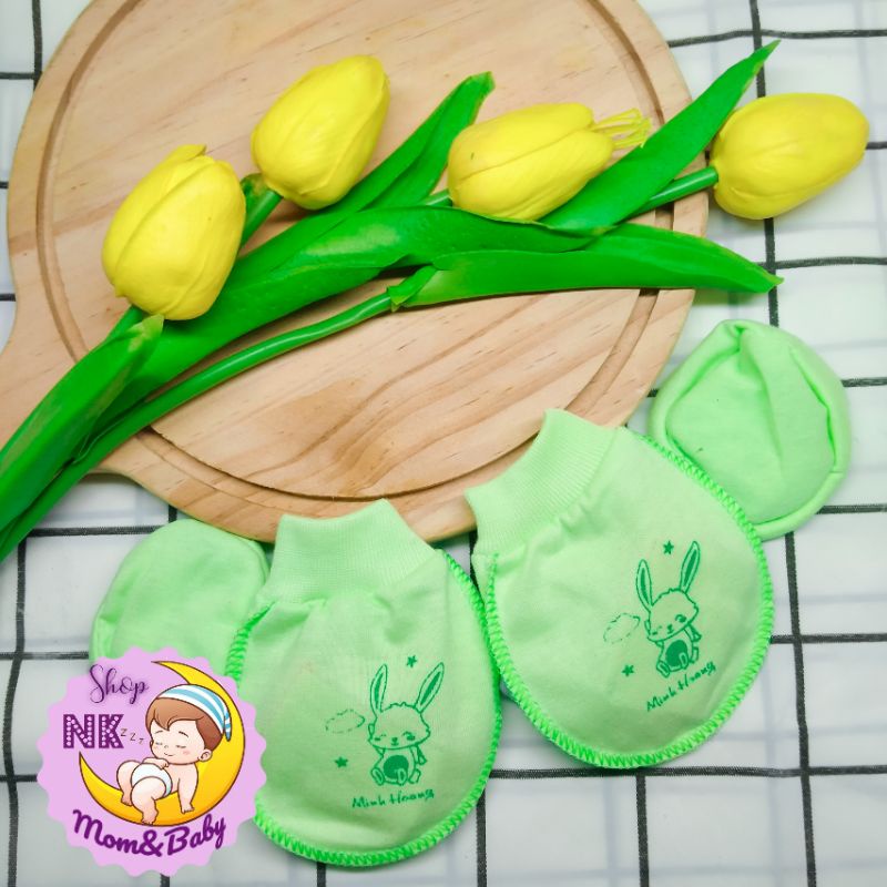 Bao tay sơ sinh, bao chân,[1sét gồm bao tay, bao chân] Loại cổ bo cho bé trai/gái từ 0-3m