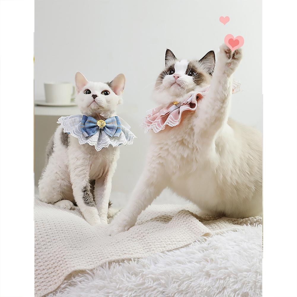 Vòng Cổ Trang Trí Nơ Họa Tiết Caro Phối Ren Xinh Xắn Cho Thú Cưng 27