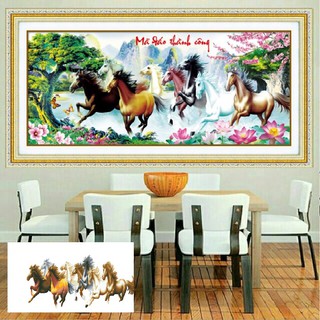 Tranh đính đá MÃ ĐÁO THÀNH CÔNG LV350 - 107*50CM