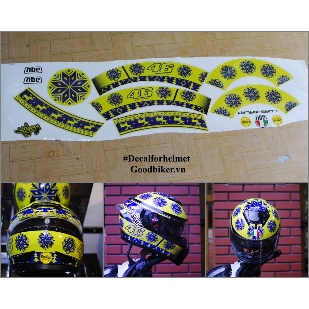 Tem Decal mũ bảo hiểm AGV winter và cacbon