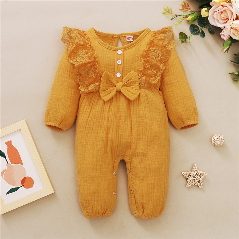 Áo liền quần Mikrdoo vải cotton tay dài thoải mái dành cho bé trai và bé gái 0-18 tháng tuổi