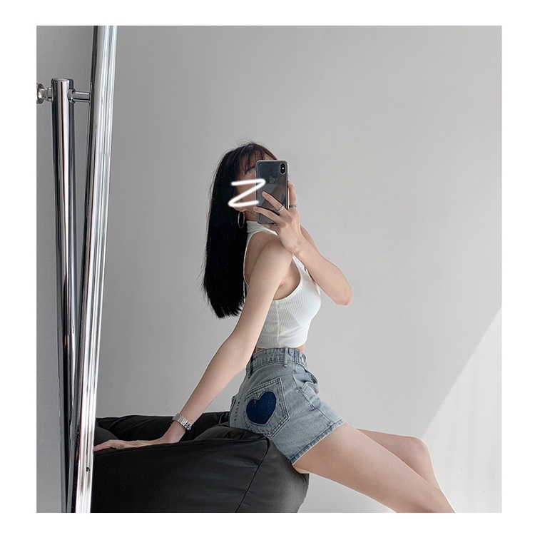 Quần Short Denim Lưng Cao Ống Rộng Thiết Kế Mới Năng Động Thời Trang Dành Cho Mùa Hè