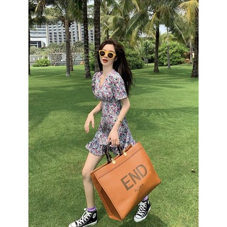 Váy hoa nhí tím vintage taobao / váy hoa nhí Hot
