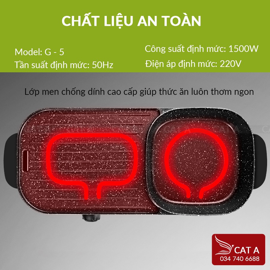 Bếp  Lẩu Nướng Đa Năng 2 Trong 1 , Công Suất 2200W , Tiết Kiệm Thời Gian , An Toàn , Mang Lại Bữa Ăn Ngon