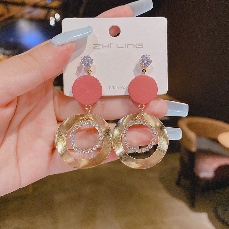 Bông Tai Mạ Bạc 925 Hai Lớp Tua Rua Dáng Dài Sang Trọng Cho Nữ