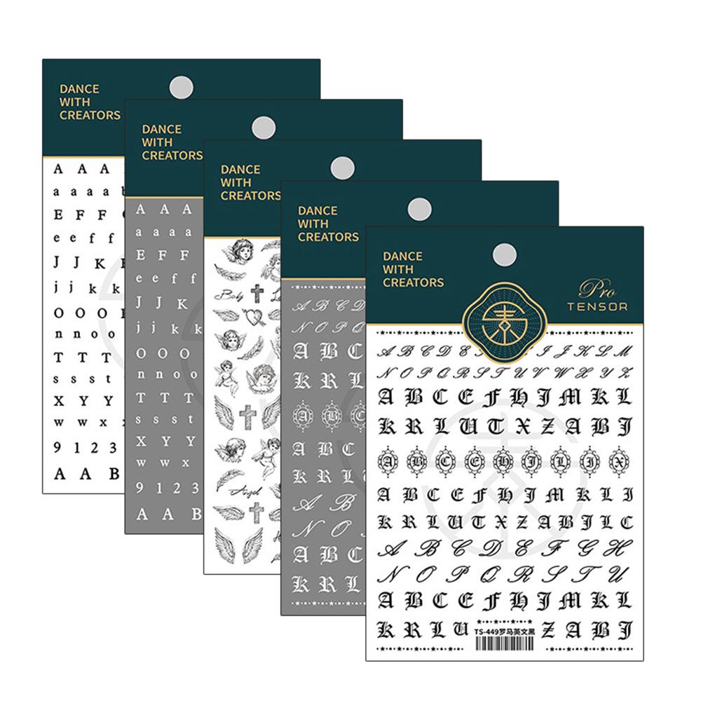 1 Miếng Dán Trang Trí Móng Tay Siêu Mỏng Khắc Chữ Tiếng Anh La Mã 5D DIY