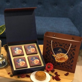 Hộp 4 bánh trung thu cao cấp Hoa Hải Đường hiệu bánh Thanh Lịch Hải Phòng, hương vị truyền thống cổ truyền.