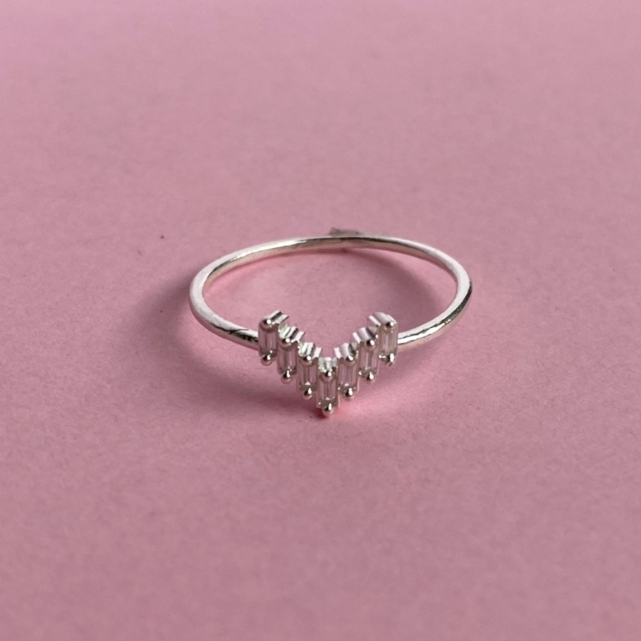 Nhẫn nữ bạc ta mặt trái tim ghép đơn giản - Trang sức bạc Evasilver