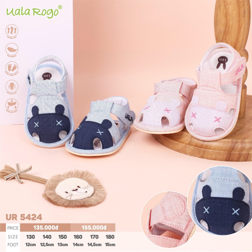 Dép tập đi UALA & ROGO quai dính tai gấu 5424