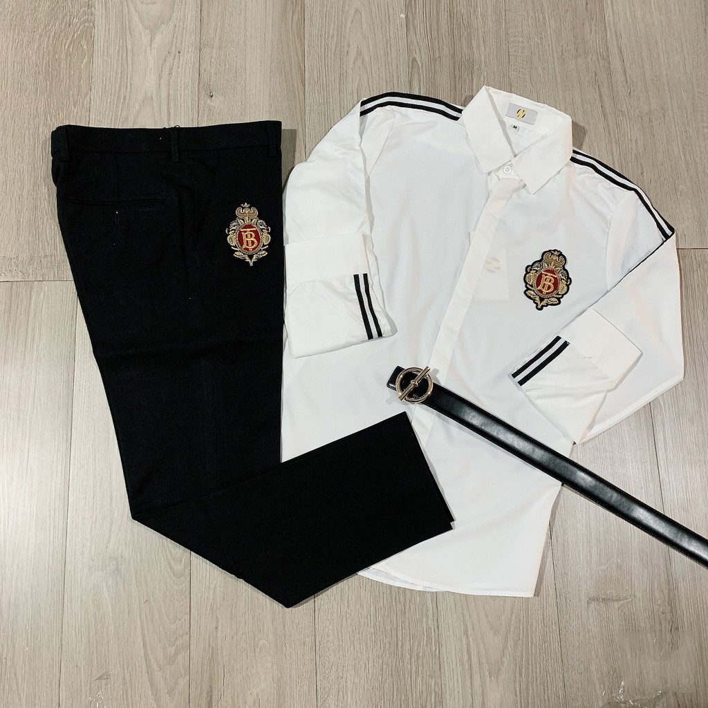 SET ĐỒ NAM TB QUẦN TÂY ÁO SƠ MI TRẮNG TAY DÀI THÊU NGỰC