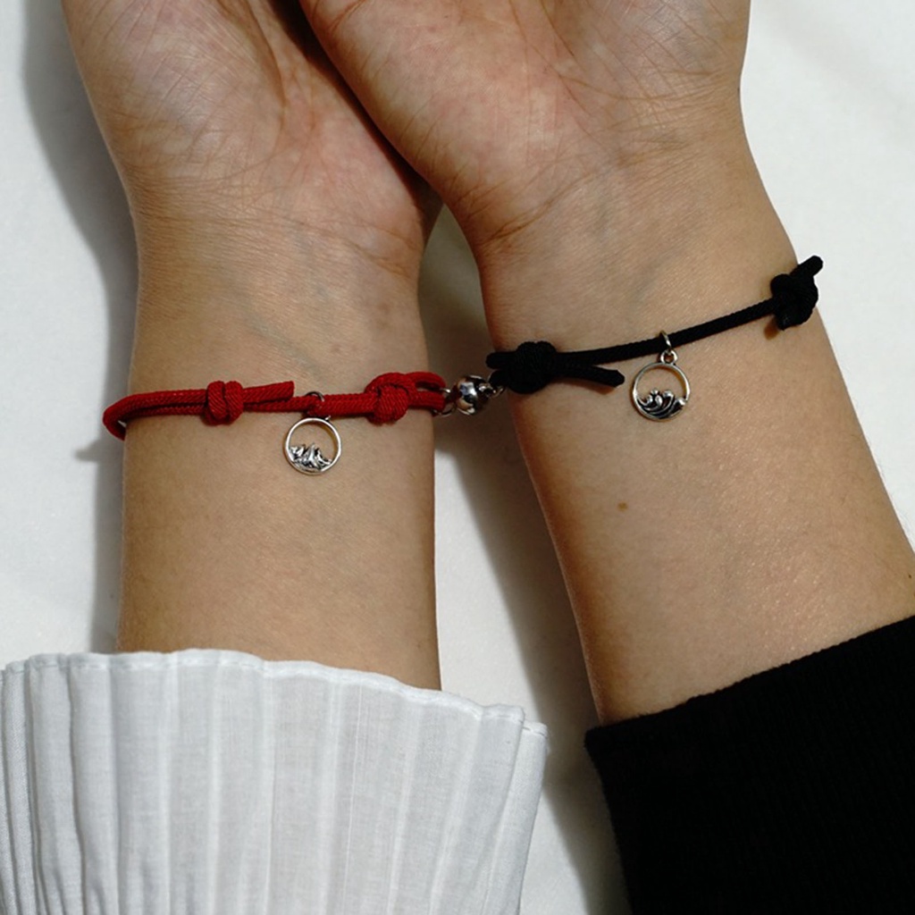 Bộ 2 Vòng Đeo Tay Dây Bện Phối Khóa Nam Châm Thời Trang Cho Cặp Đôi