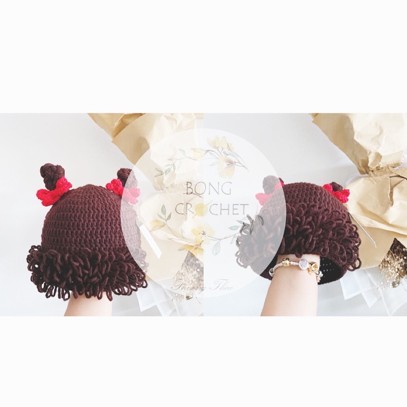Mũ len tóc búi [crochet] 🧵🧵🧵 xinh cho bé
