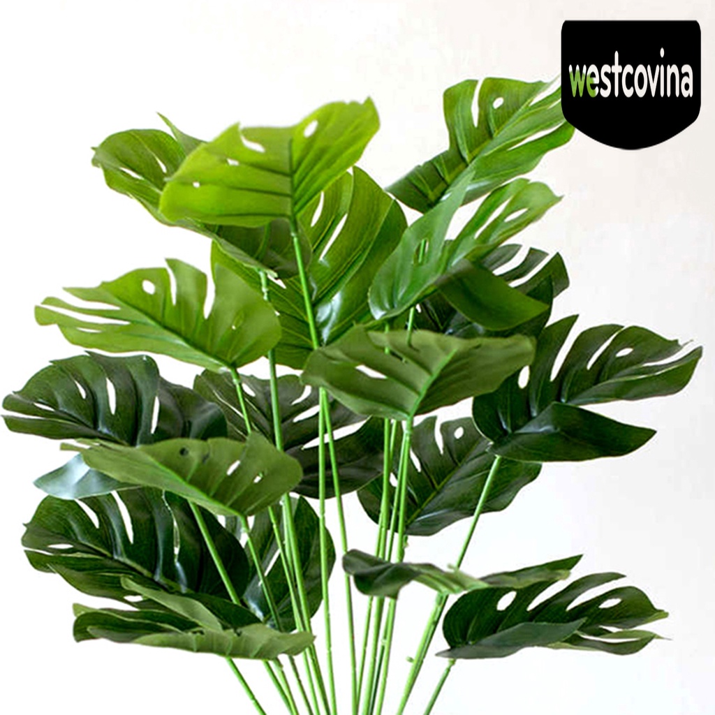 [Hot]☀ 1 Bó Hoa Monstera Giả Bằng Nhựa Màu Xanh Lá Dùng Trang Trí Nhà