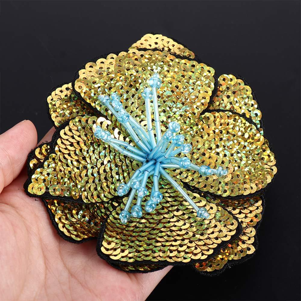 1 Miếng Vá Cỡ Lớn Thêu Hình Hoa Đính Kim Sa Lấp Lánh