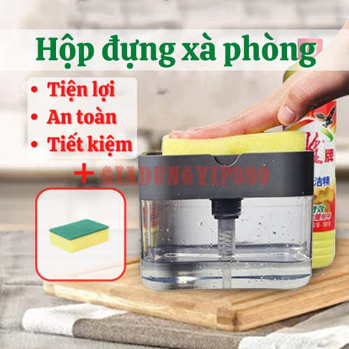 Hộp đựng xà phòng SALE Bình đựng nước rửa tay rửa chén bát thông minh 2 trong 1 có vòi nhấn tạo bọt tiện dụng