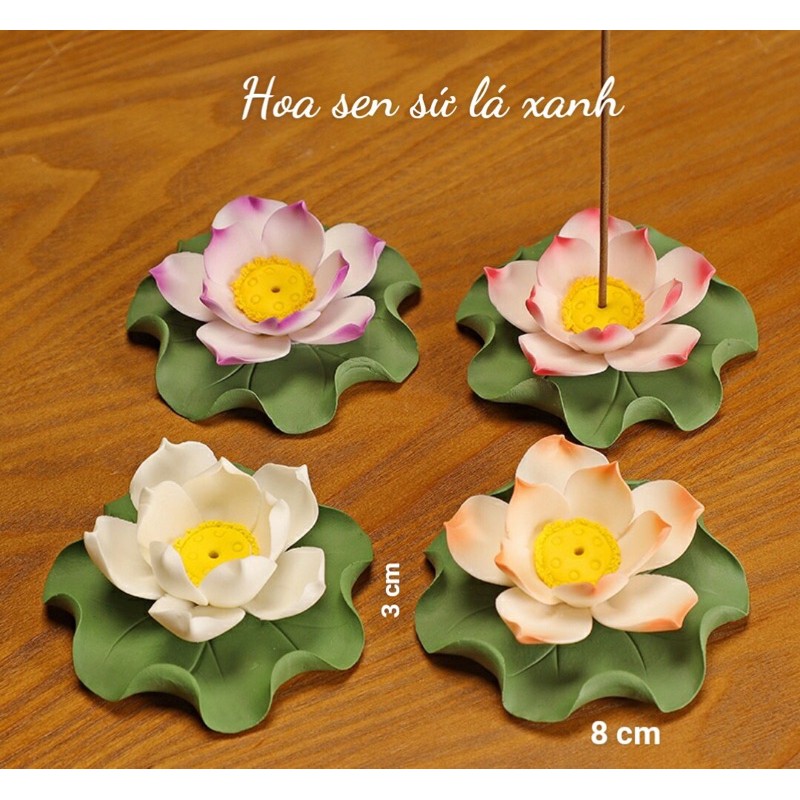 Hoa sen sứ lá xanh,trang trí,cắm nhang,cao cấp