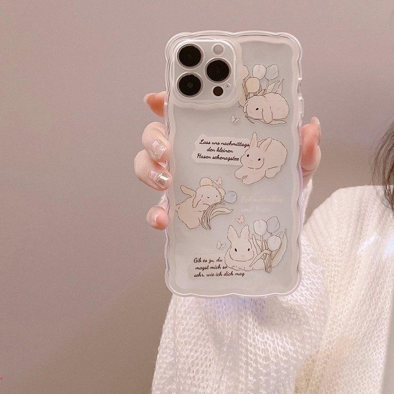 Ốp Điện Thoại Silicon Mềm Trong Suốt In Hình Thỏ Dễ Thương Cho Iphone 11 12 13 Pro MAX 7 8 Plus XR X XS MAX 12 Pro