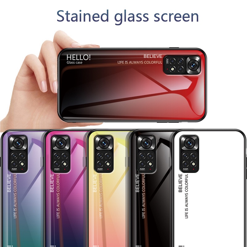 Ốp Điện Thoại Kính Cường Lực Chống Sốc Màu Gradient Cho Redmi Note 11 11s
