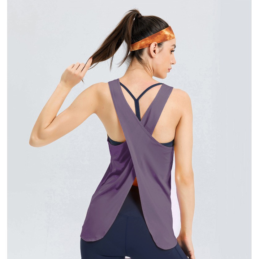 Áo Tank Top Ba Lỗ Nữ Tập Yoga Gym Lưng Chéo