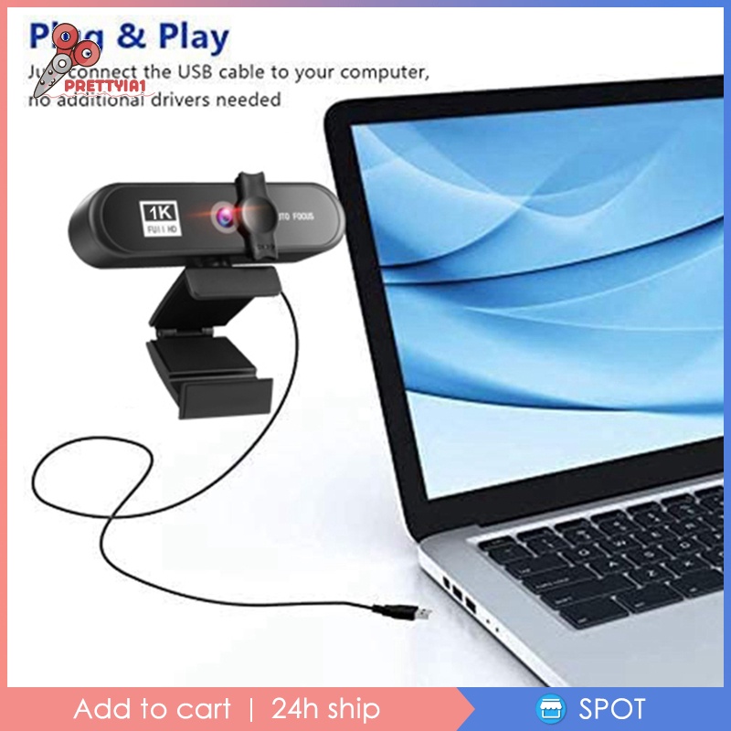 Webcam Prettyia1 1080P 2K 4K HD USB Tự Động Lấy Nét Có Giá Đỡ Ba Chân Bảo Vệ Chế Độ Riêng Tư Cho Laptop / Máy Tính Để Bàn