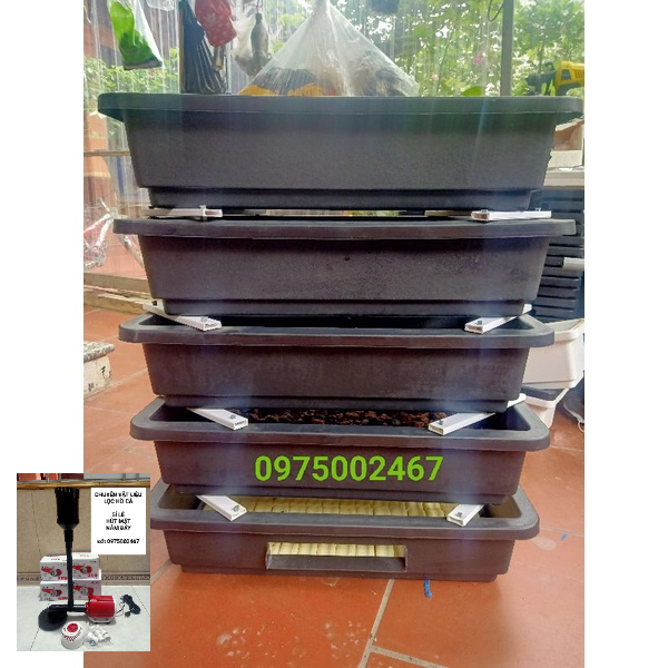 Baki lọc hồ cá koi gồm dàn mưa kt khay 68*43*16cm