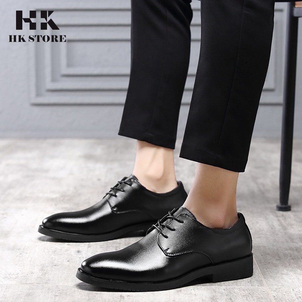 Giày tây buộc dây da bò cao cấp hàng chính hãng HK.STORE - sang xịn - lịch sự - bảo hành 12tháng.