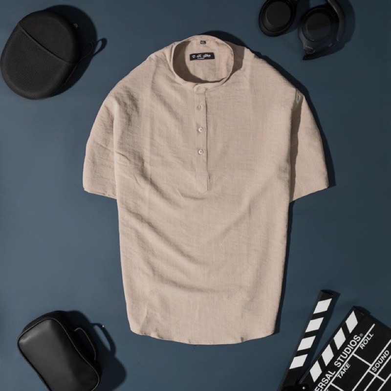 Áo sơ mi đũi cổ trụ tay ngắn BIGSIZE nam < 125kg