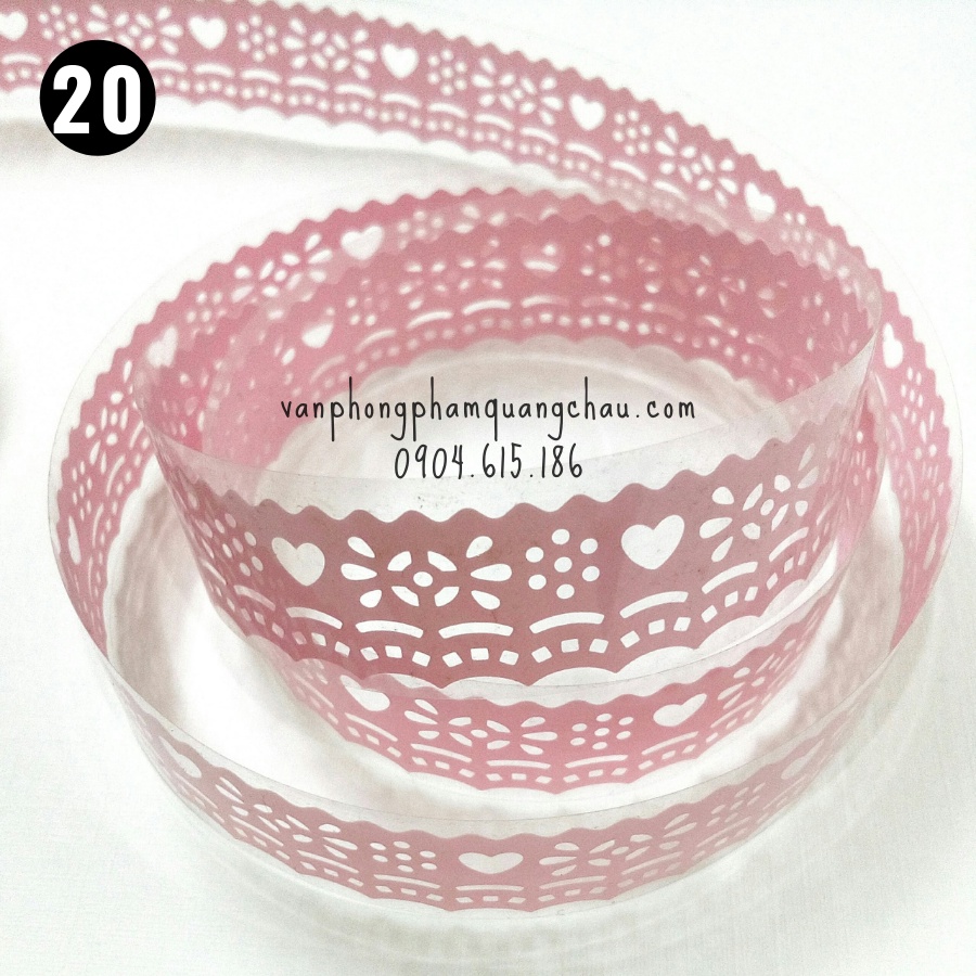 Băng dính ren màu họa tiết trang trí - 01 cuộn