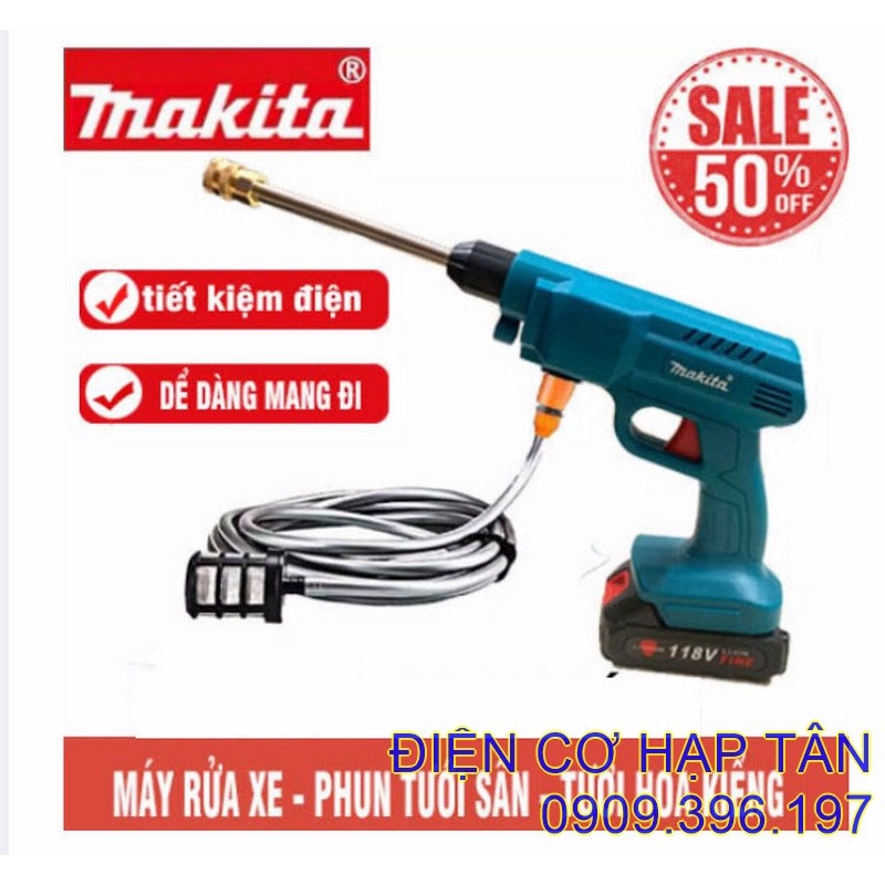 MÁY RỬA XE DÙNG PIN MAKITA 118V - MÁY RỬA XE GIA ĐÌNH - MÁY XỊT TƯỚI HOA