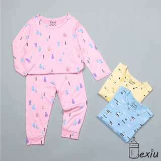 Bộ quần áo tay dài cài vai In Rơi Bexiu mềm mượt cho bé 7-19kg